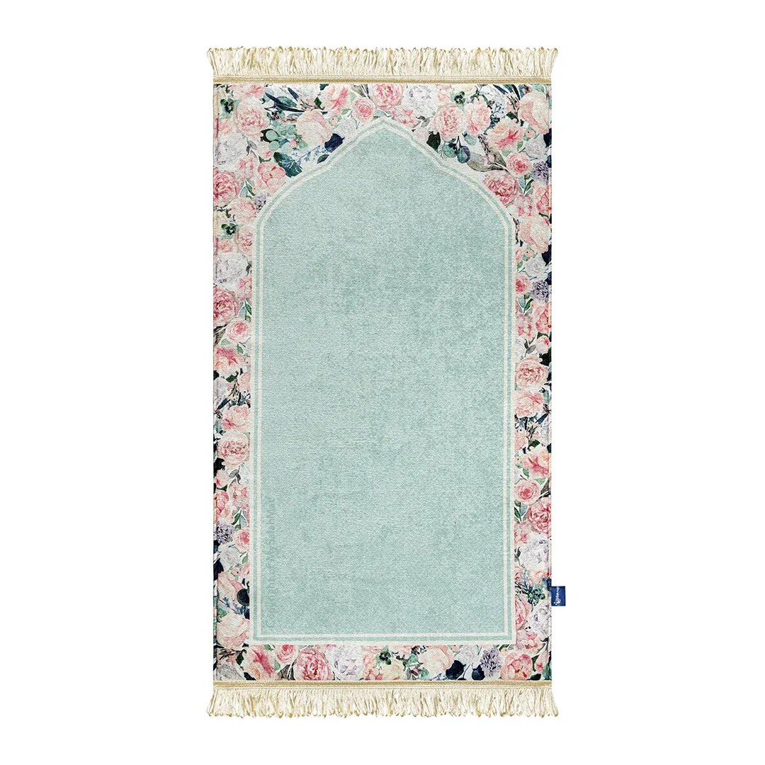 Tapis_de_prière_rembourré_-_Urban_Rugs_-_verdâtre_avec_motif_floral_menthe_douce_-_M-9_01